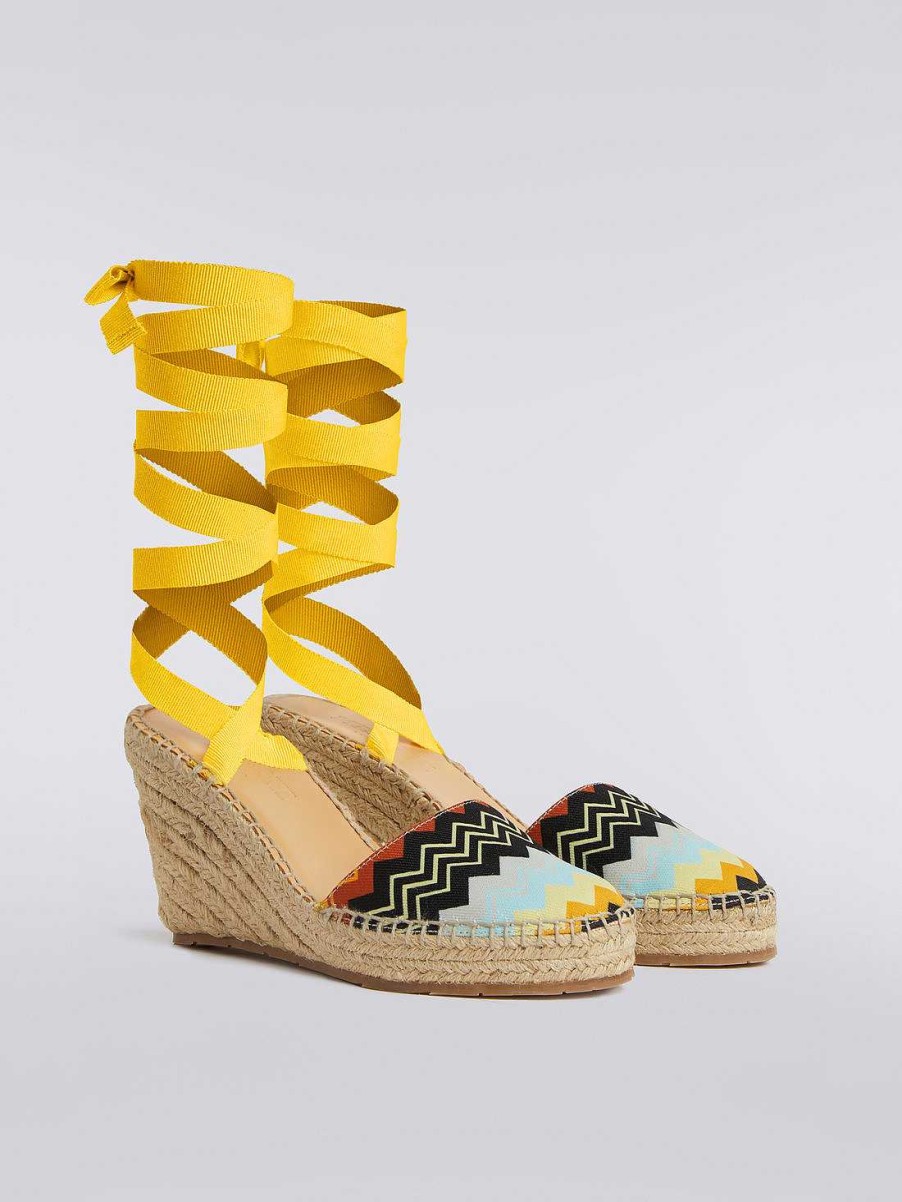 Donne Missoni Accessori | Espadrillas In Tela Chevron Multicolore