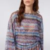 Donne Missoni Abbigliamento Da Spiaggia | Sa Copricostume In Tulle Di Viscosa Chevron Blu