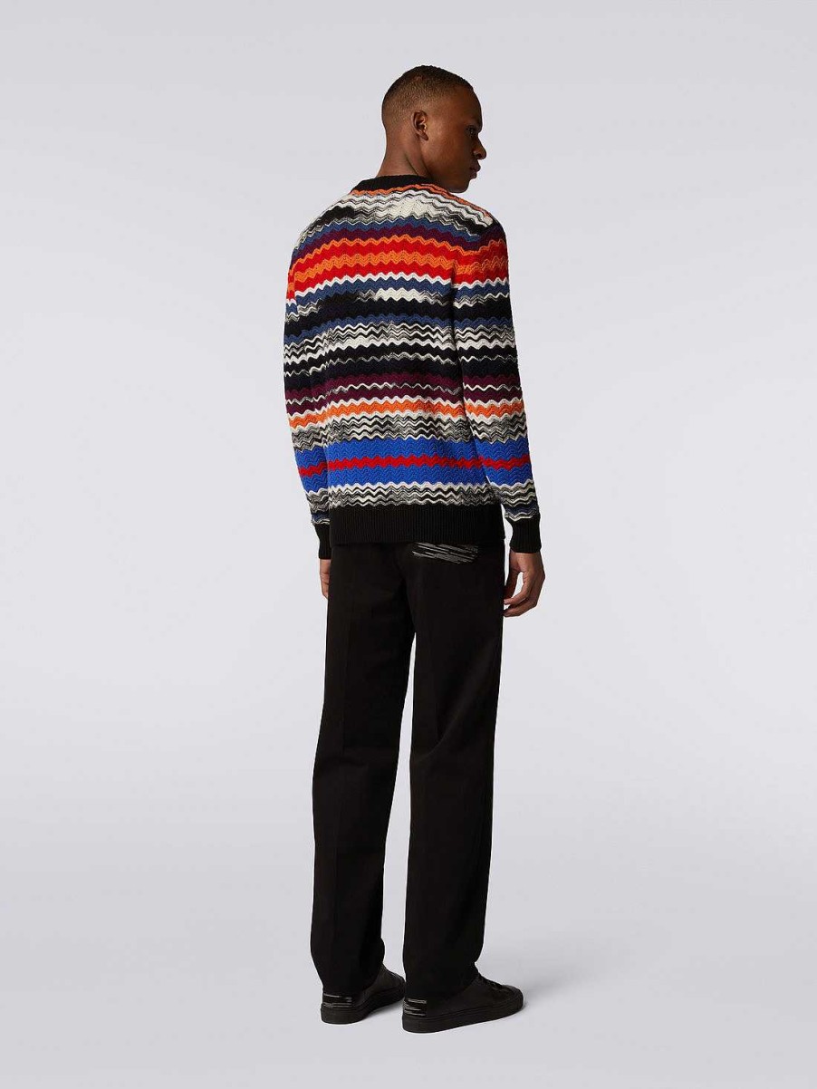 Uomini Missoni Maglieria | Pullover Girocollo In Chevron Di Misto Lana Multicolore