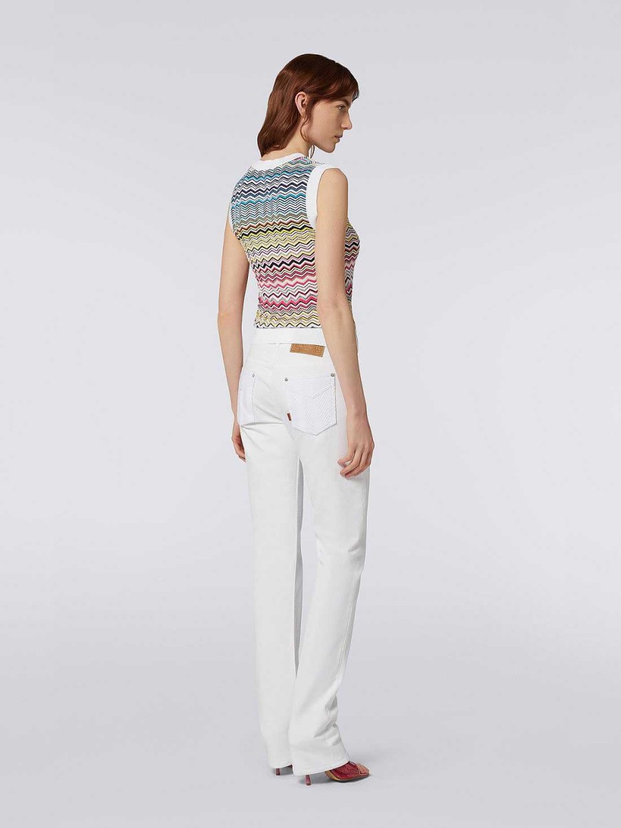 Donne Missoni T-Shirt E Top | Top Senza Maniche In Cotone E Viscosa Degrade A Zigzag Multicolore