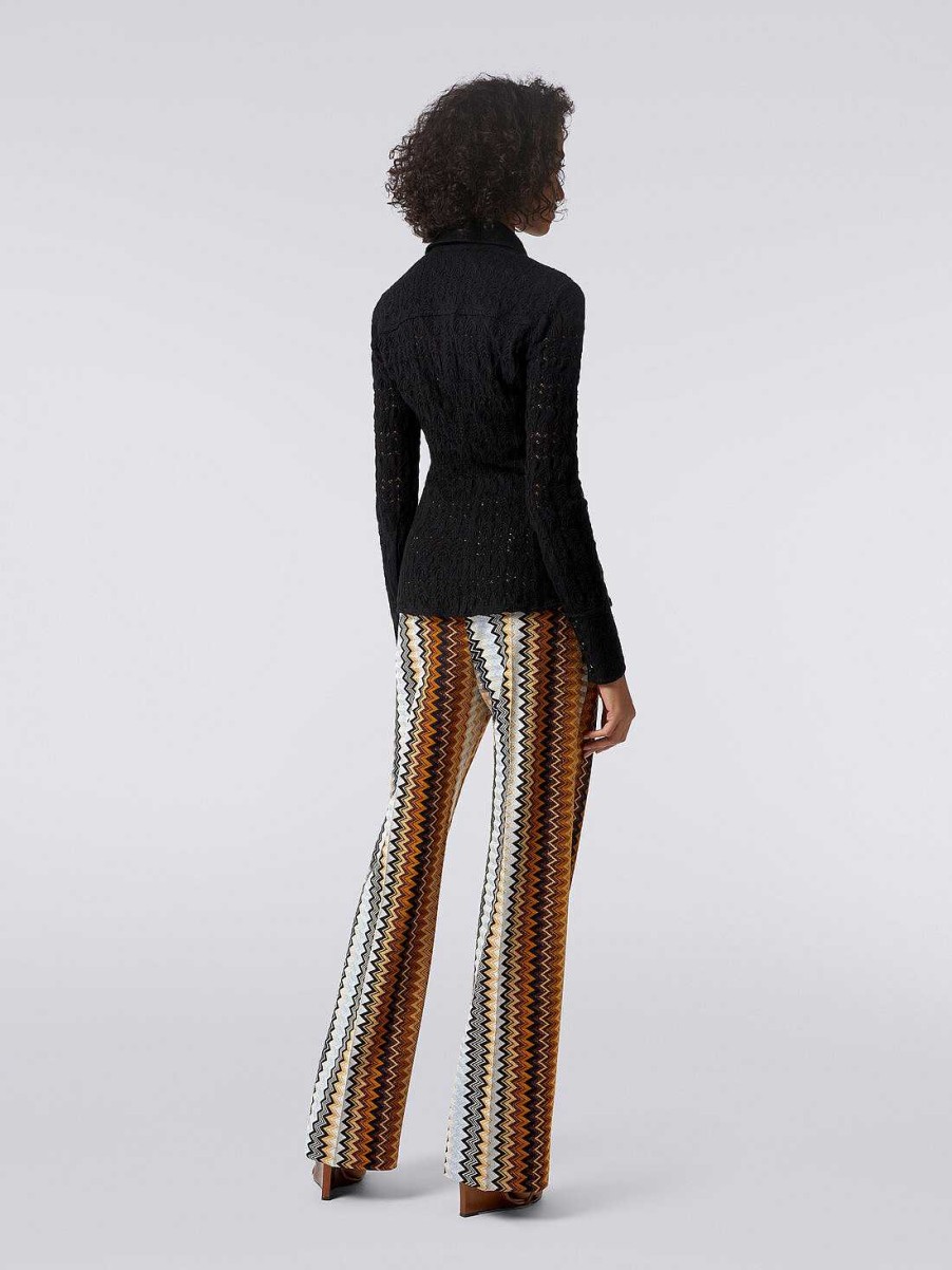 Donne Missoni Pantaloni | Pantaloni Dritti In Viscosa A Zig Zag Con Lurex Multicolore