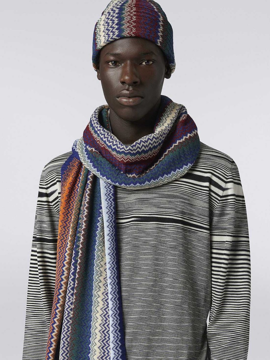 Uomini Missoni Sciarpe E Foulard | Sciarpa In Misto Lana Con Motivo Montagna Multicolore