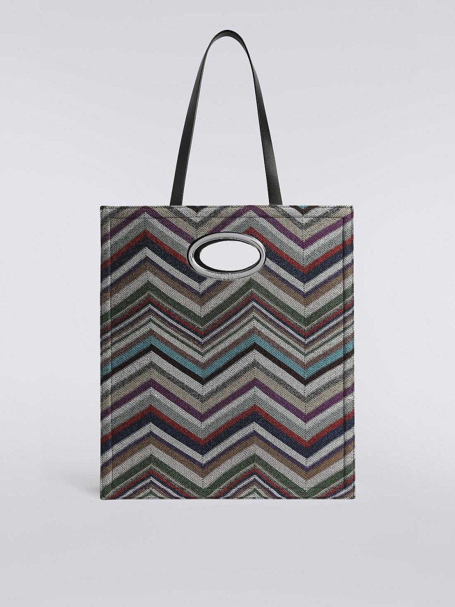 Donne Missoni Borse | Borsa Chevron In Lana E Viscosa Con Lurex Multicolore