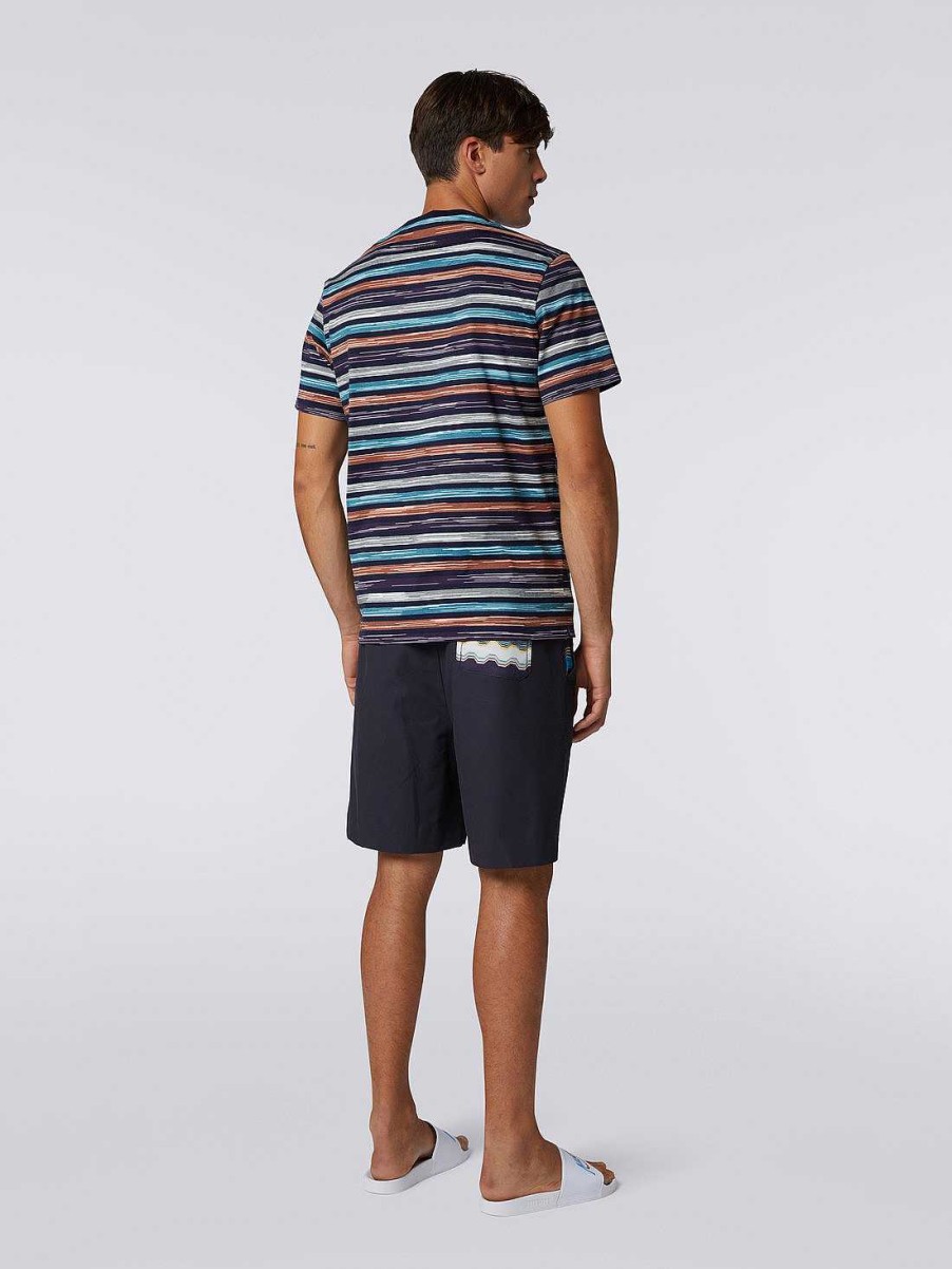 Uomini Missoni Polo E Magliette | T-Shirt Girocollo In Jersey Di Cotone Fiammato Multicolore