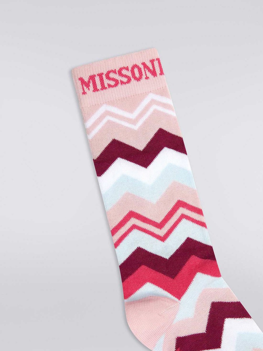 Ragazza (4-14 Anni) Missoni | Calzini In Misto Cotone A Zigzag Multicolore