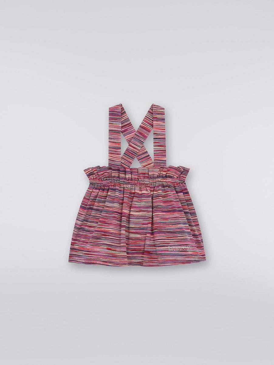 Ragazza (4-14 Anni) Missoni | Gonna In Cotone Fiammato Con Bretelle Multicolore