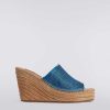 Donne Missoni Accessori | Espadrillas Con Zeppa E Fascia In Maglia Chevron Blu