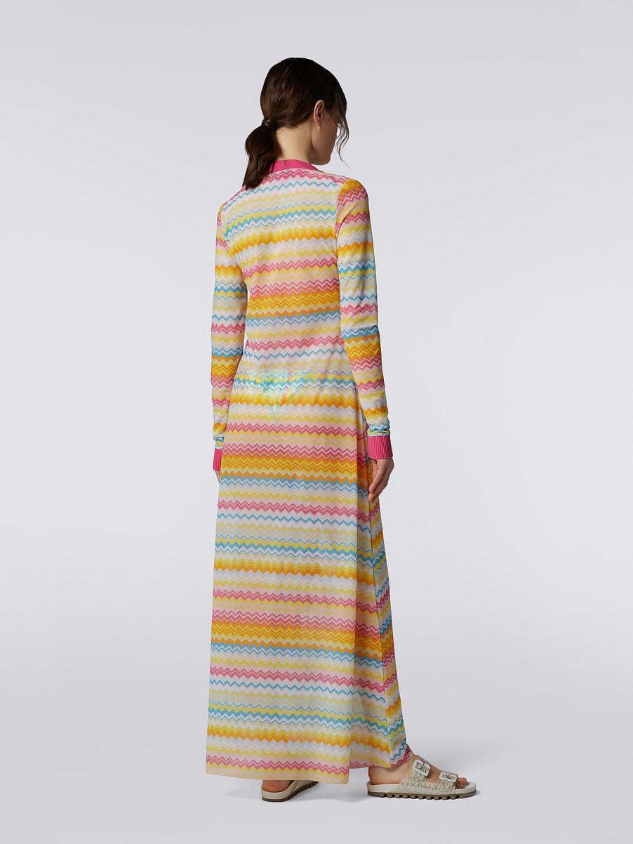 Donne Missoni Abbigliamento Da Spiaggia | Cardigan Coprispalle In Tulle Di Viscosa A Zig Zag Multicolore