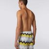 Uomini Missoni Costume Da Bagno | Boxer Da Bagno In Misto Nylon Con Grande Stampa A Zigzag Bianco, Giallo E Grigio