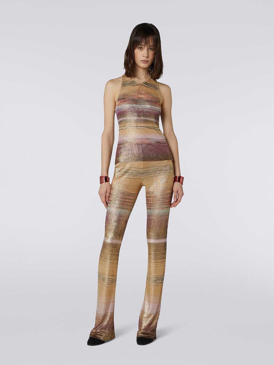 Donne Missoni T-Shirt E Top | Top Smanicato In Viscosa Fiammata Multicolore