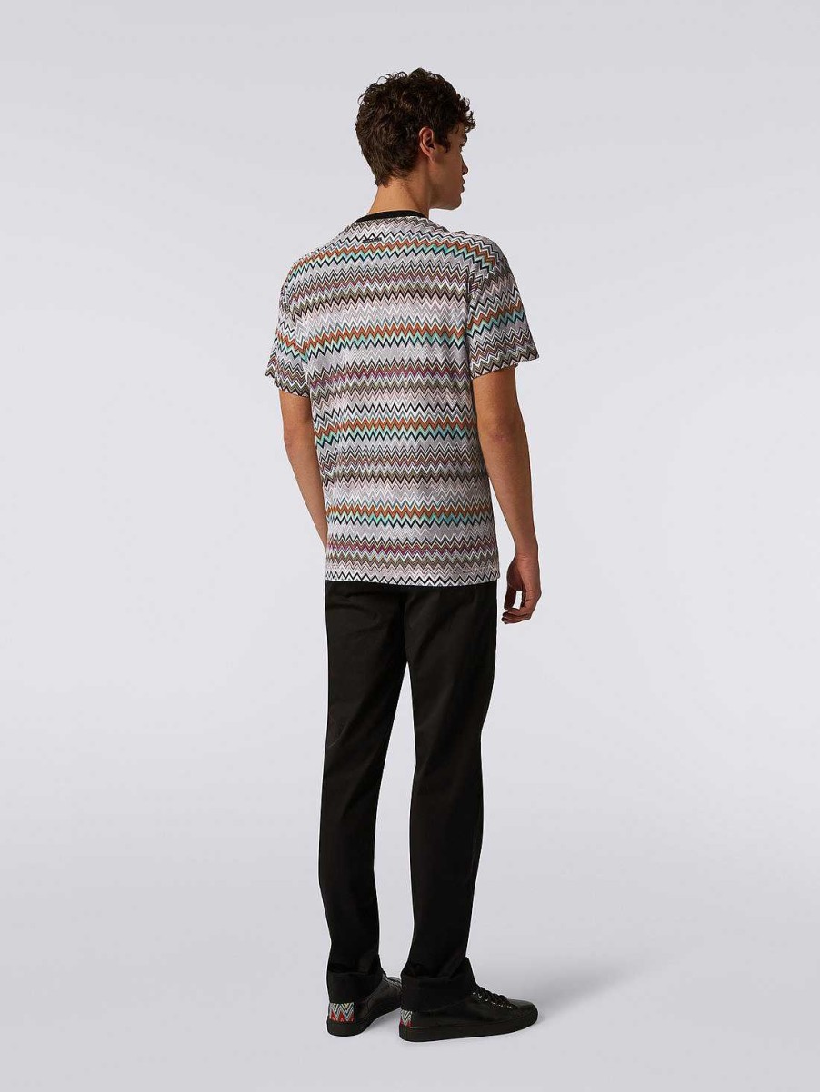 Uomini Missoni Polo E Magliette | T-Shirt Girocollo In Cotone E Viscosa A Zig Zag Multicolore