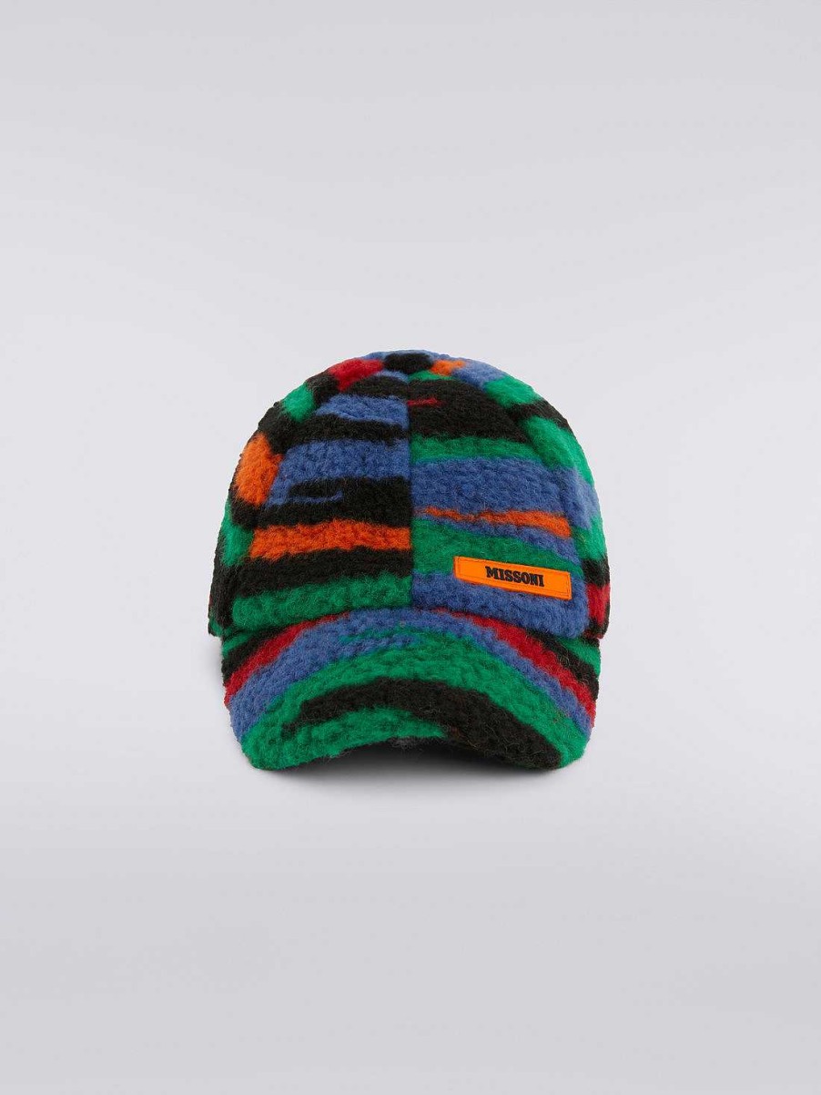 Ragazzo (4-14 Anni) Missoni | Cappello In Misto Lana Fiammata Con Visiera Effetto Pelliccia Multicolore