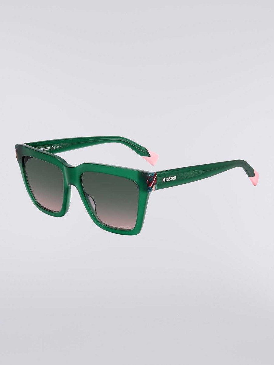 Donne Missoni Occhiali Da Sole | Occhiali Da Sole Stagionali In Acetato Missoni Verde E Rosa