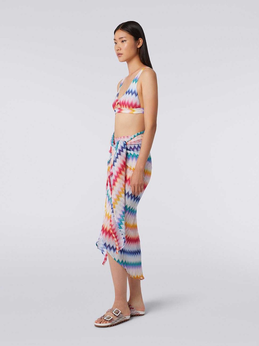 Donne Missoni Abbigliamento Da Spiaggia | Gonna Pareo Con Motivo Zigzag E Lurex Multicolore