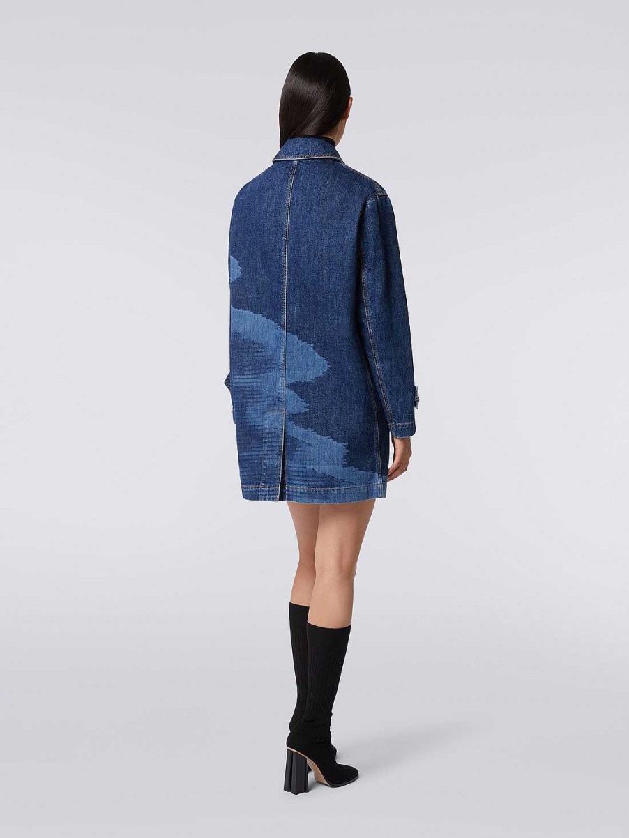 Donne Missoni Cappotti E Giacche | Trench In Denim Fiammato Blu