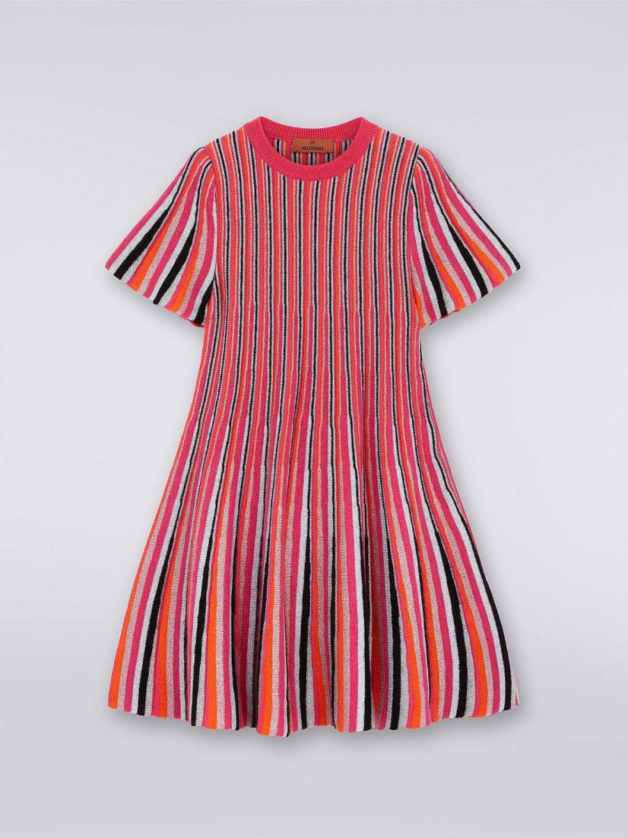 Ragazza (4-14 Anni) Missoni | Abito In Misto Viscosa A Righe Verticali Con Lurex Multicolore