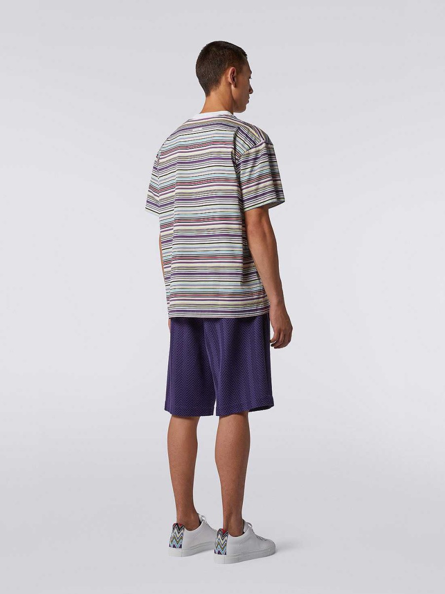 Uomini Missoni Polo E Magliette | T-Shirt Girocollo In Cotone A Righe Multicolor Multicolore