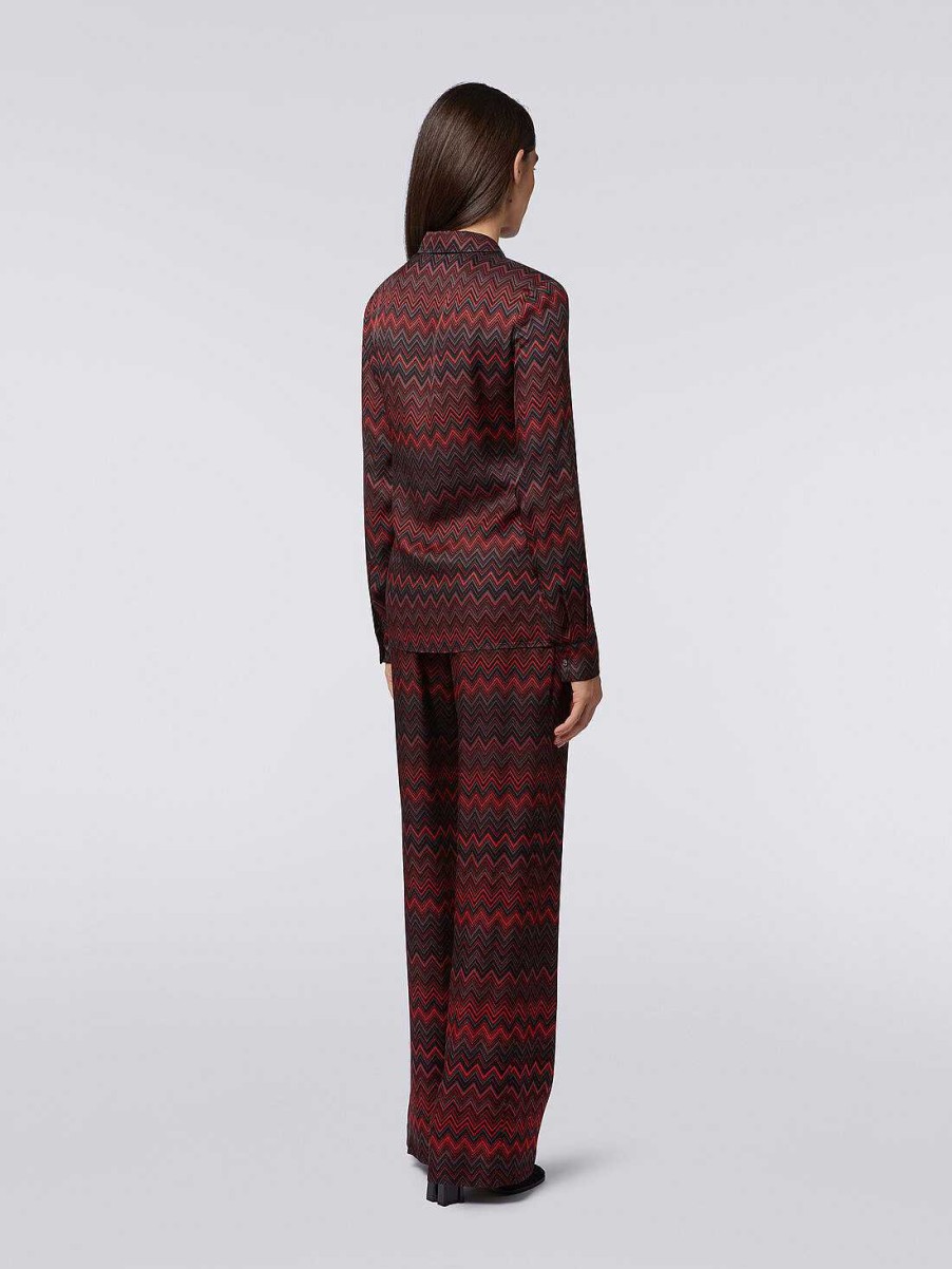 Donne Missoni Pantaloni | Pantaloni In Viscosa Jacquard A Zig Zag Multicolore