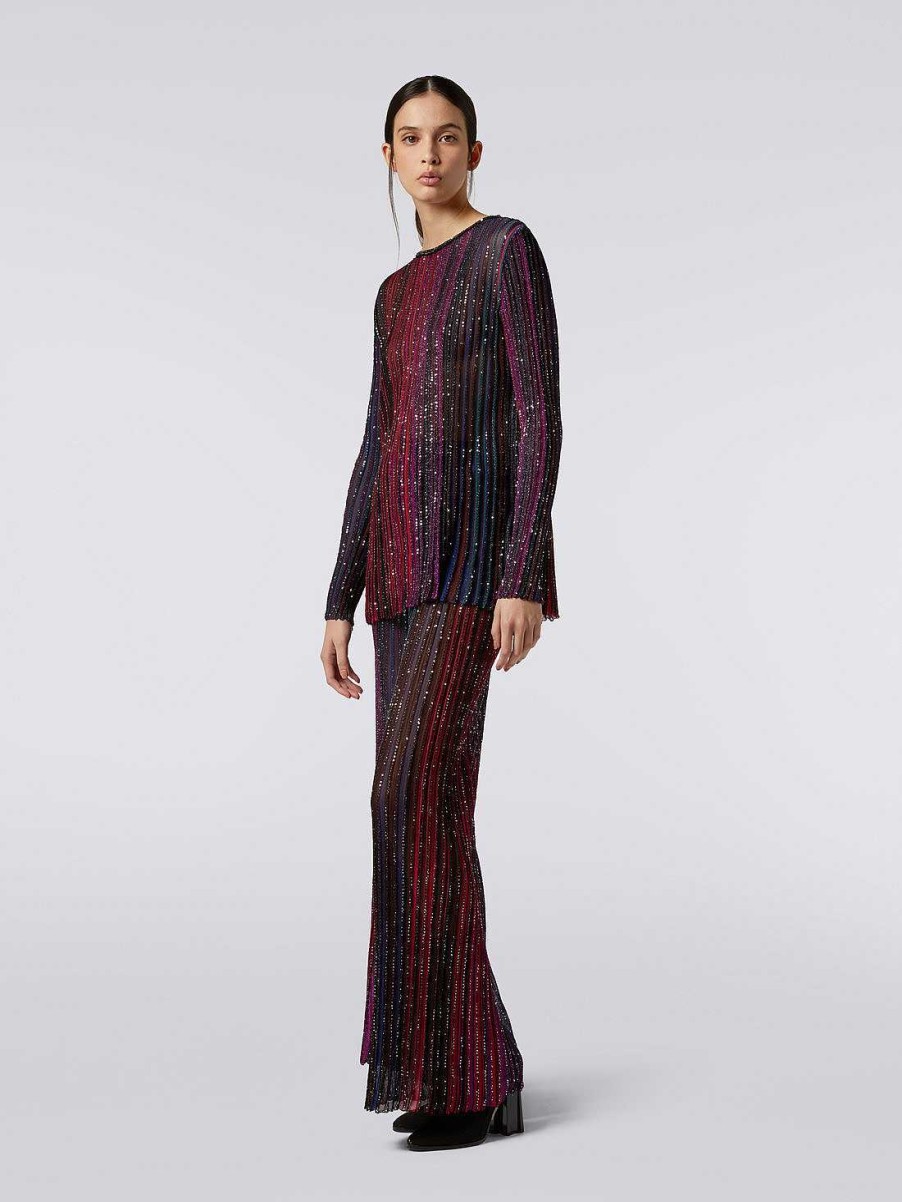 Donne Missoni T-Shirt E Top | Pullover Girocollo In Misto Viscosa Con Paillettes Multicolore