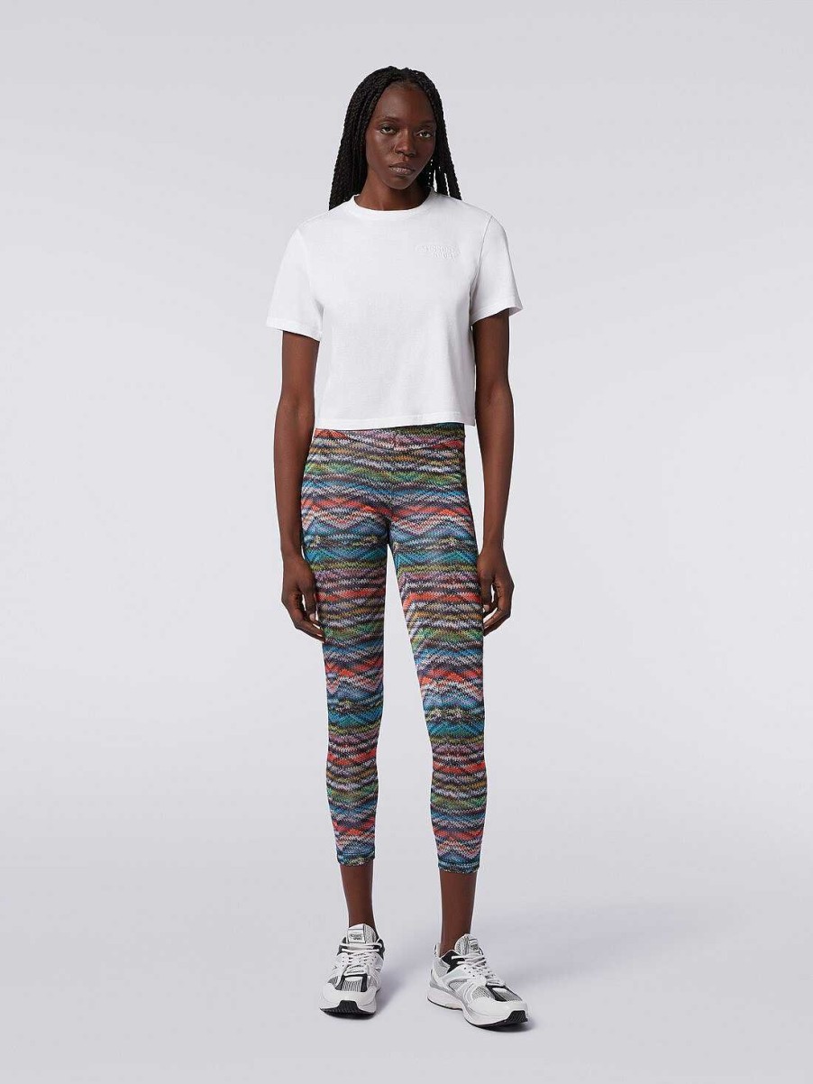 Donne Missoni Vestiario | Leggings In Tessuto Elasticizzato Con Stampa Zigzag Multicolore