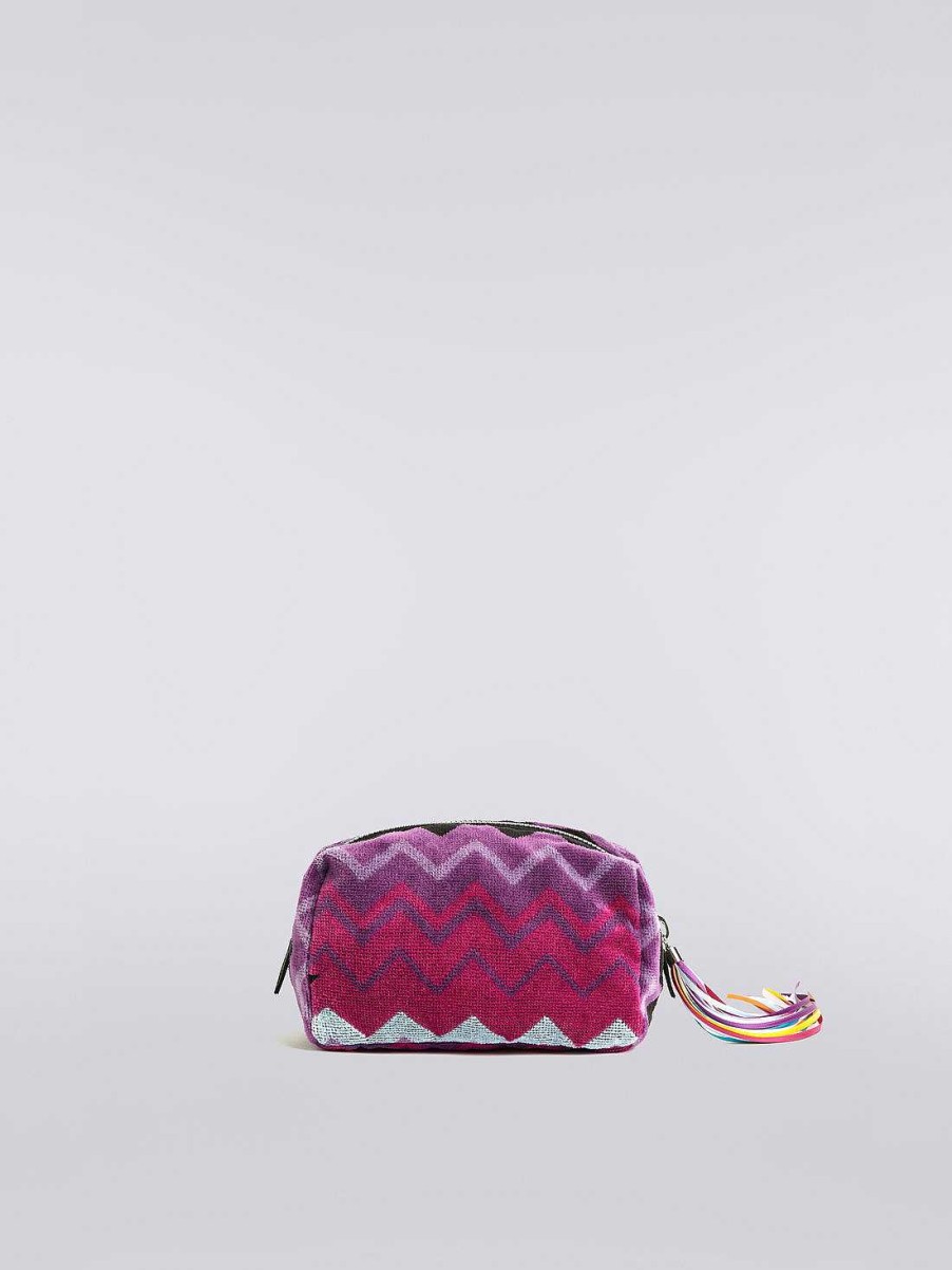 Donne Missoni Accessori | Pochette In Spugna Di Viscosa Con Patch Logo Multicolore