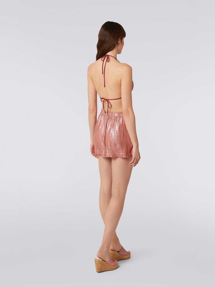 Donne Missoni Pantaloni | Shorts In Maglia Di Viscosa Jacquard Rosa