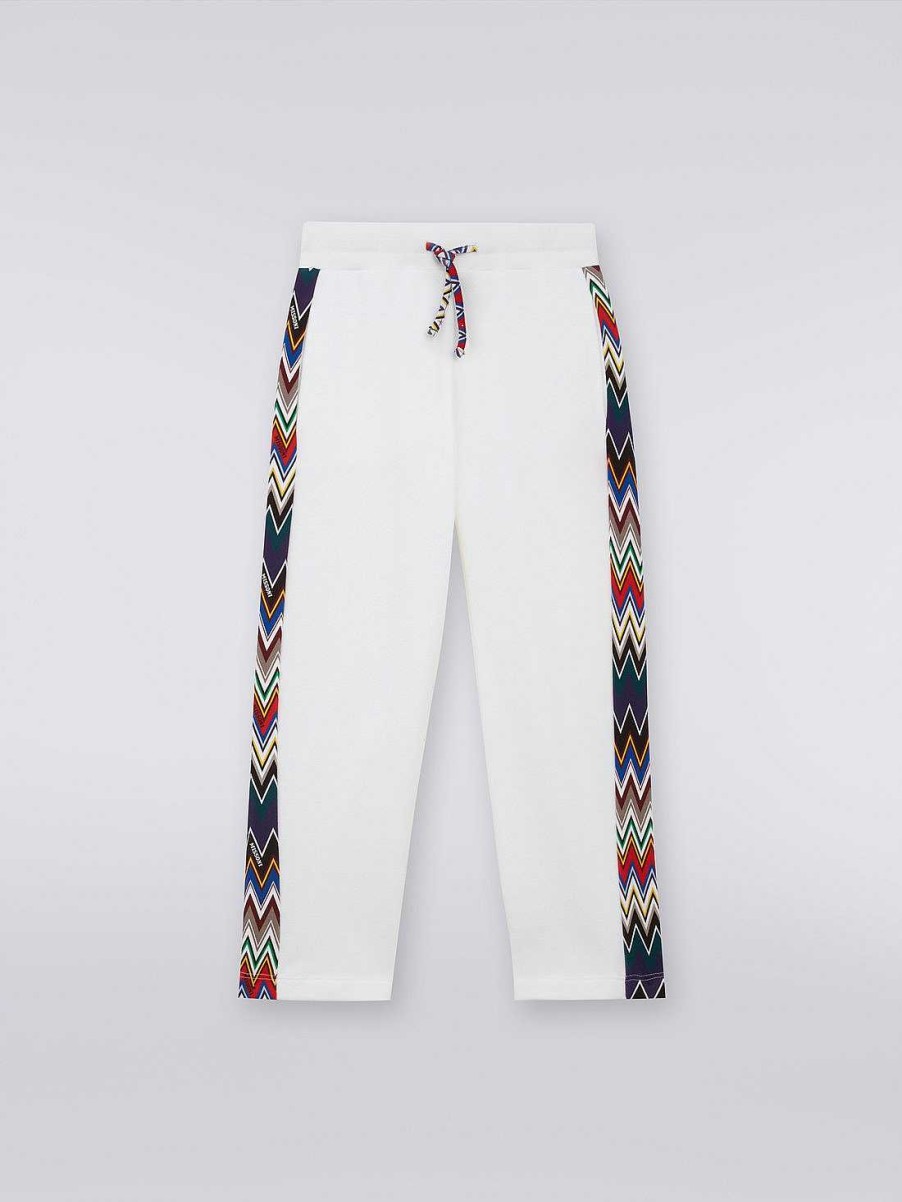 Ragazzo (4-14 Anni) Missoni | Joggers In Felpa Di Cotone Con Inserti Chevron Multicolore