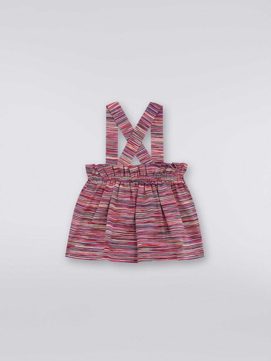 Ragazza (4-14 Anni) Missoni | Gonna In Cotone Fiammato Con Bretelle Multicolore