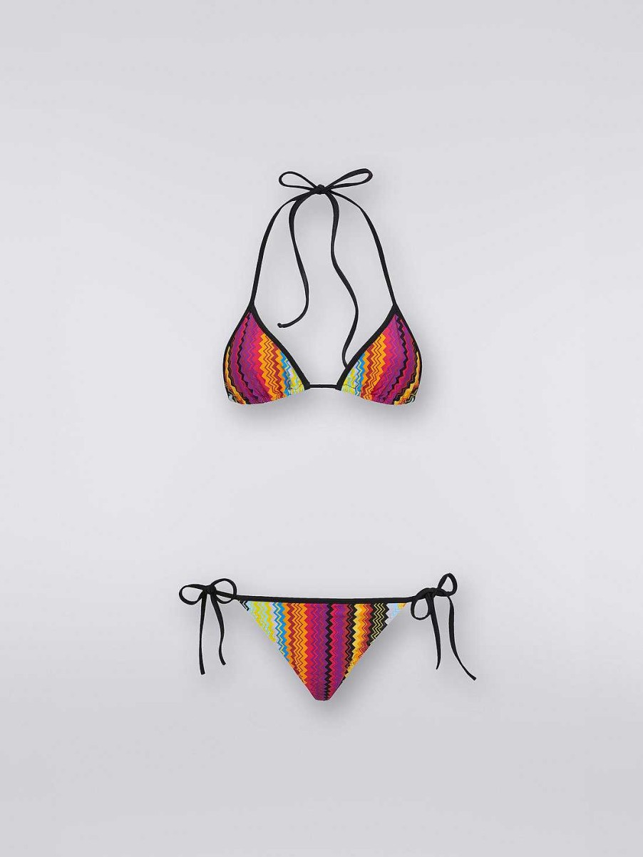 Donne Missoni Costumi Da Bagno | Bikini In Nylon Chevron Multicolore