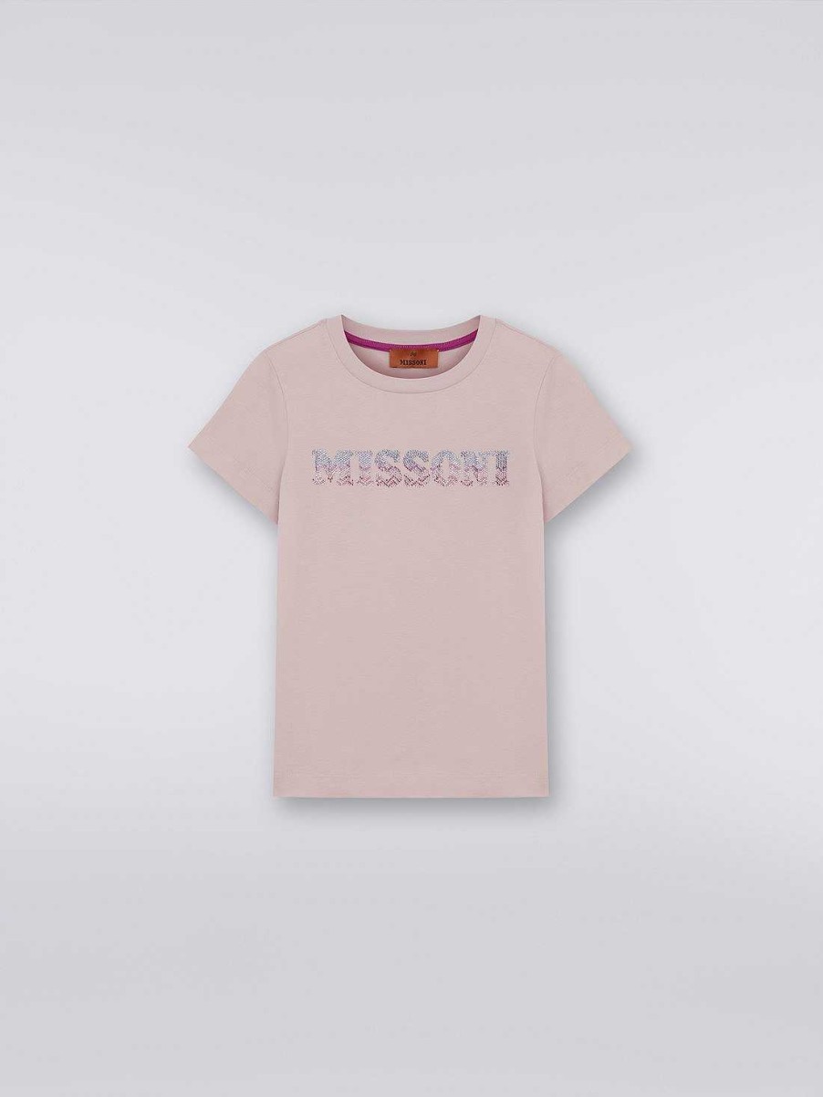 Ragazza (4-14 Anni) Missoni | T-Shirt In Cotone Con Logo In Strass Multicolore