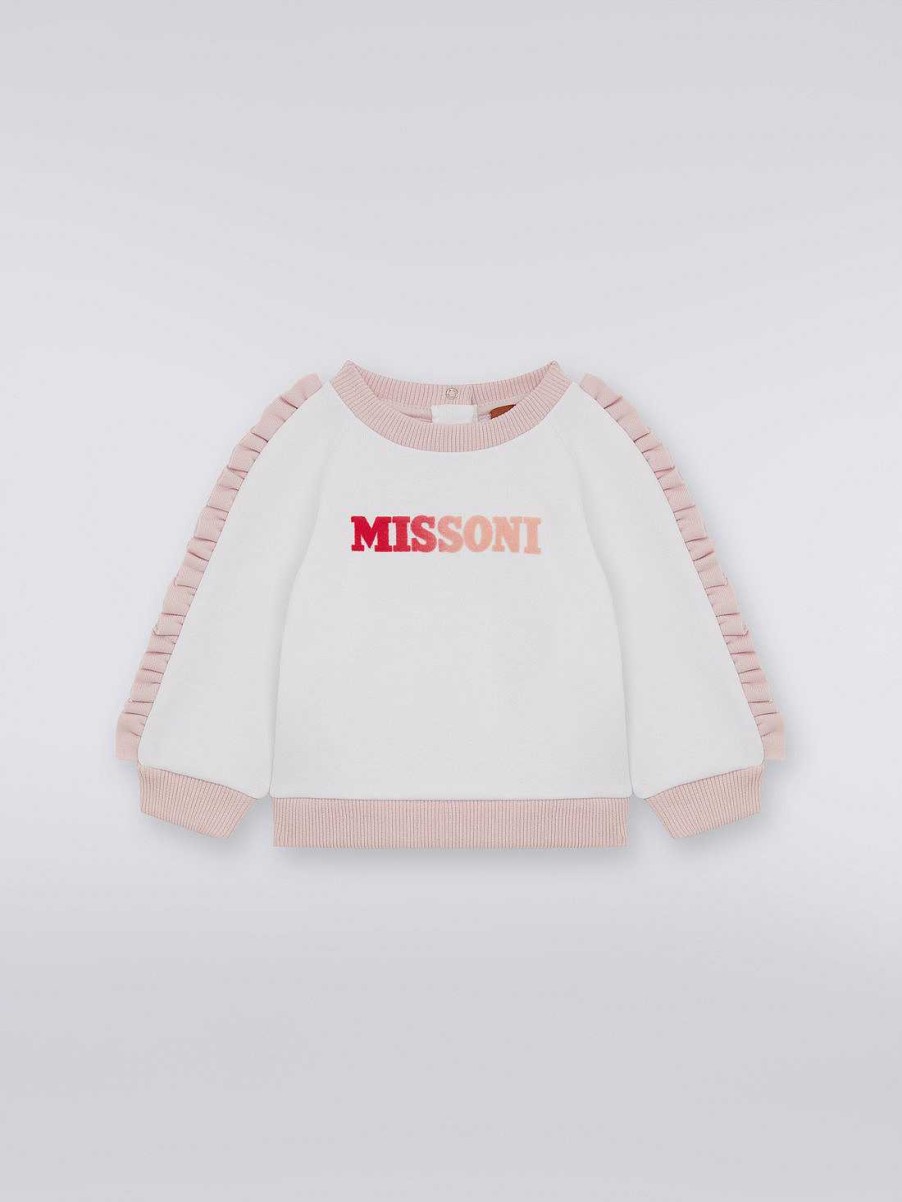 Ragazza (4-14 Anni) Missoni | Pullover In Cotone Con Arricciature E Logo Degrade Rosa