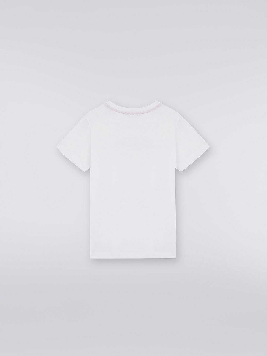 Ragazza (4-14 Anni) Missoni | T-Shirt In Cotone Con Logo In Paillettes Bianco