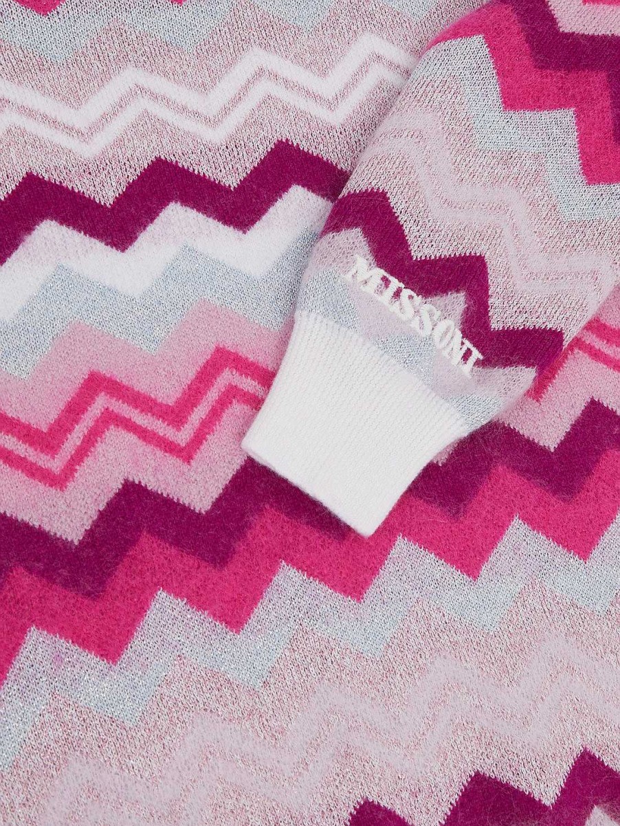 Ragazza (4-14 Anni) Missoni | Pullover Girocollo In Lana A Zig Zag Multicolore