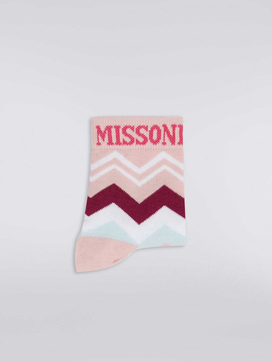 Ragazzo (4-14 Anni) Missoni | Calzini In Misto Cotone A Zigzag Multicolore