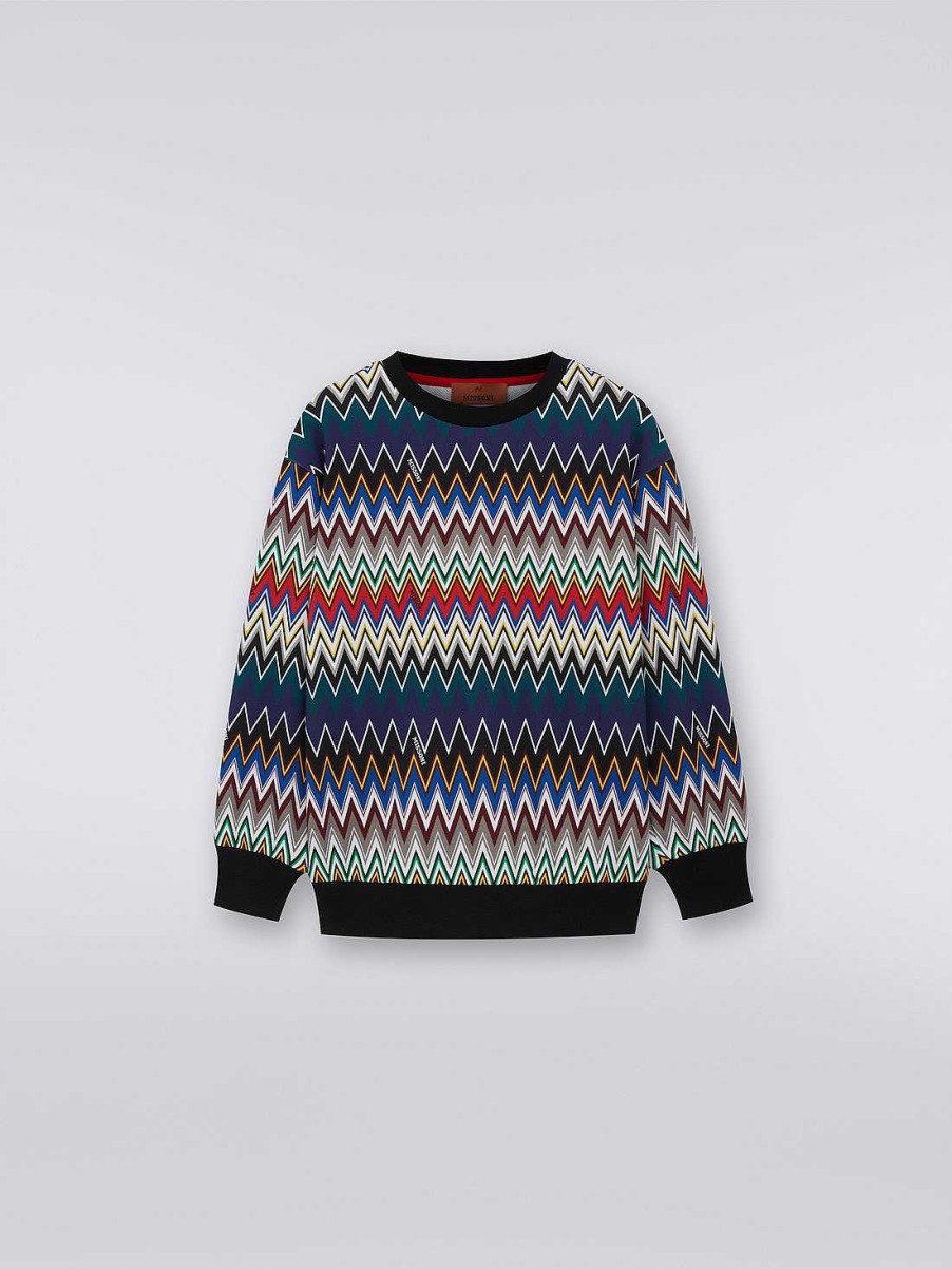 Ragazzo (4-14 Anni) Missoni | Maglione Girocollo In Cotone Chevron Multicolore