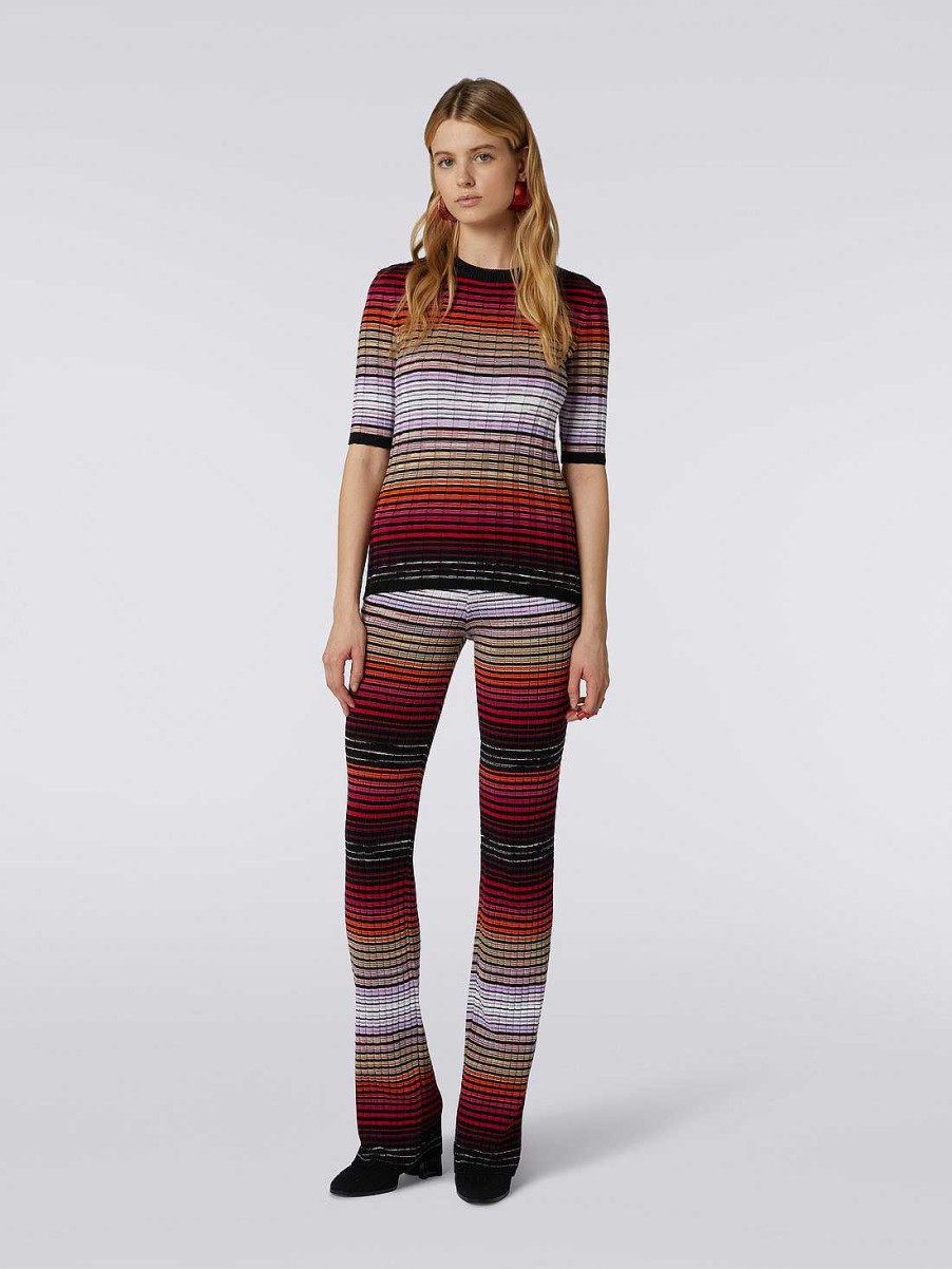 Donne Missoni T-Shirt E Top | Pullover A Coste In Cotone E Viscosa Multicolore