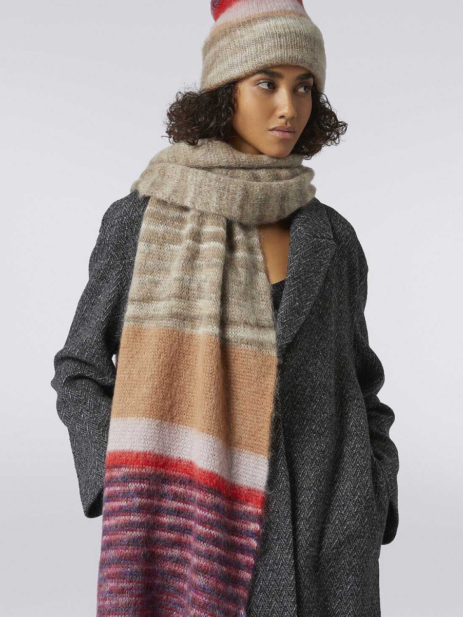 Donne Missoni Sciarpe E Foulard | Sciarpa In Misto Mohair Rigato Multicolore