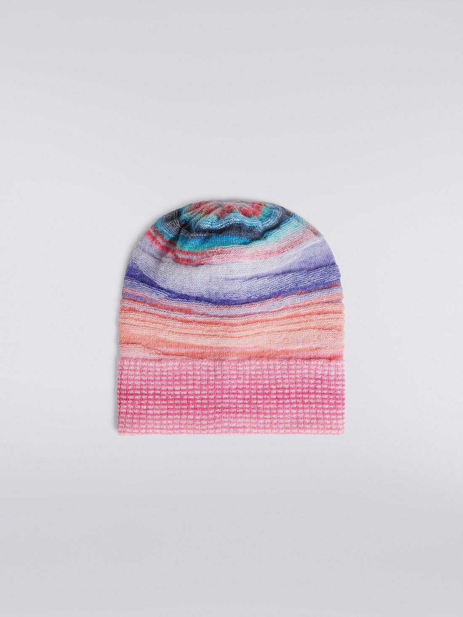 Donne Missoni Cappelli | Cappello In Mohair E Alpaca Rigato Multicolore