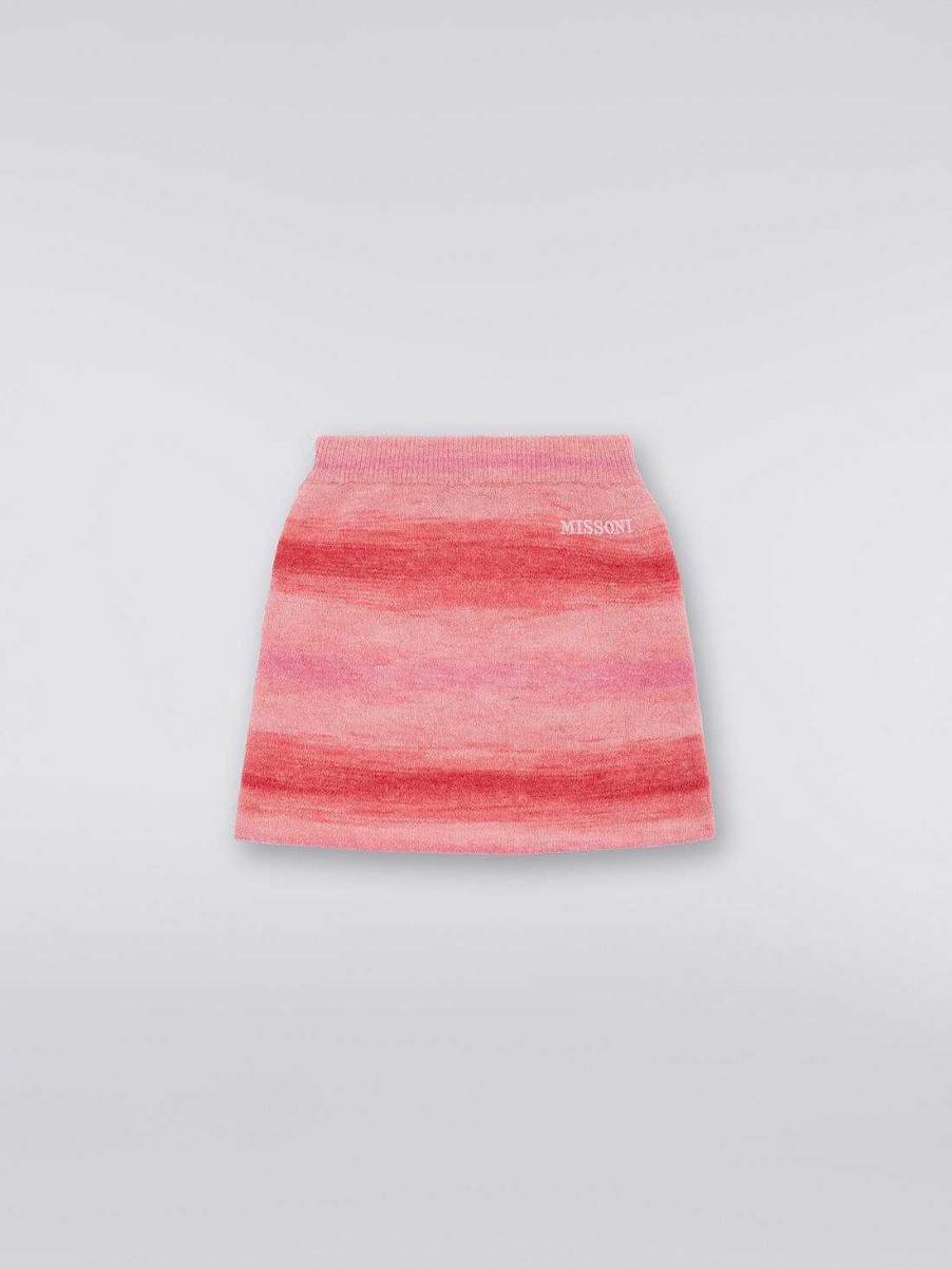 Ragazza (4-14 Anni) Missoni | Gonna A Righe In Misto Lana Rosa