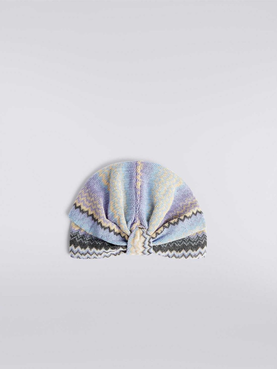 Donne Missoni Accessori Per Capelli | Turbante In Misto Lana Con Motivo Zigzag Multicolore