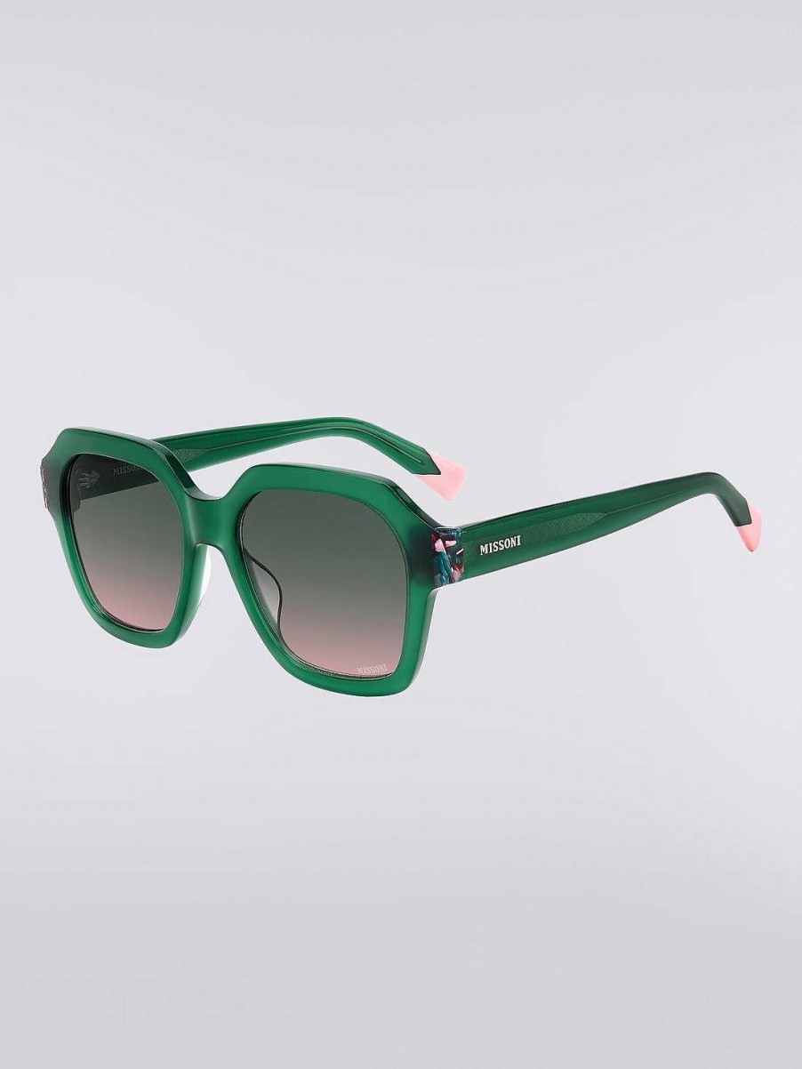 Donne Missoni Occhiali Da Sole | Occhiali Da Sole Stagionali In Acetato Missoni Verde E Rosa