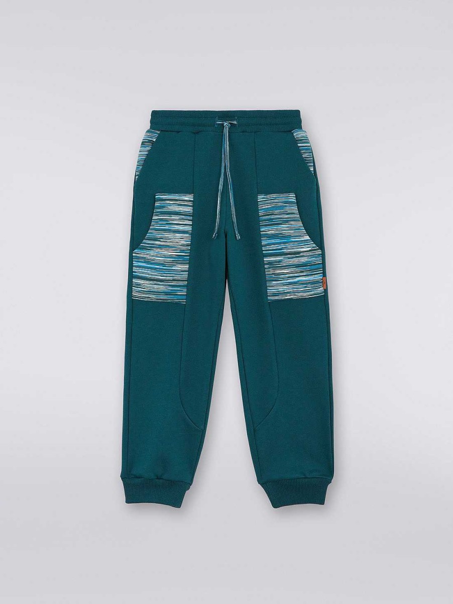 Ragazzo (4-14 Anni) Missoni | Joggers In Felpa Di Cotone Con Inserti Fiammati Verde