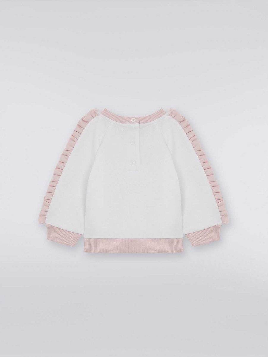 Ragazza (4-14 Anni) Missoni | Pullover In Cotone Con Arricciature E Logo Degrade Rosa