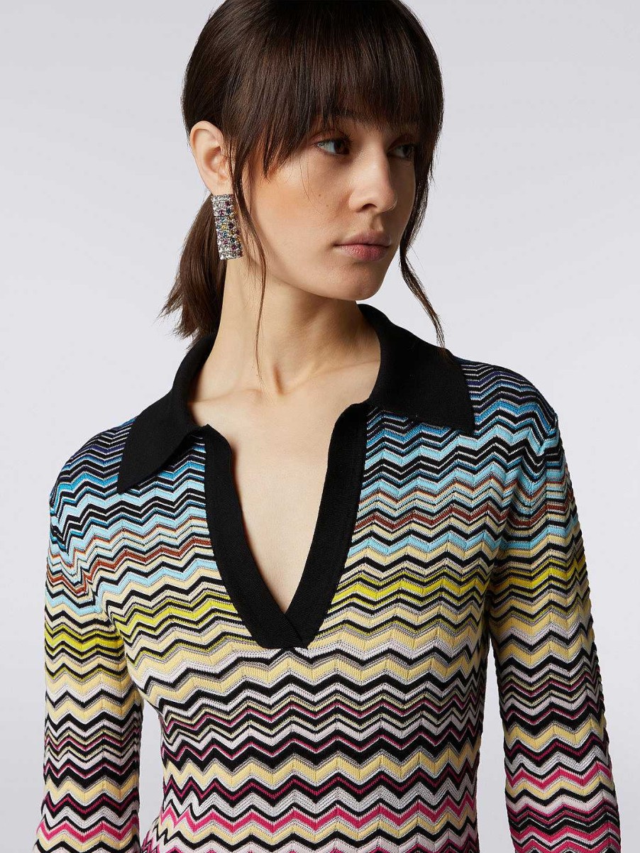 Donne Missoni Vestiti | Abito Longuette In Cotone E Viscosa Chevron Multicolore