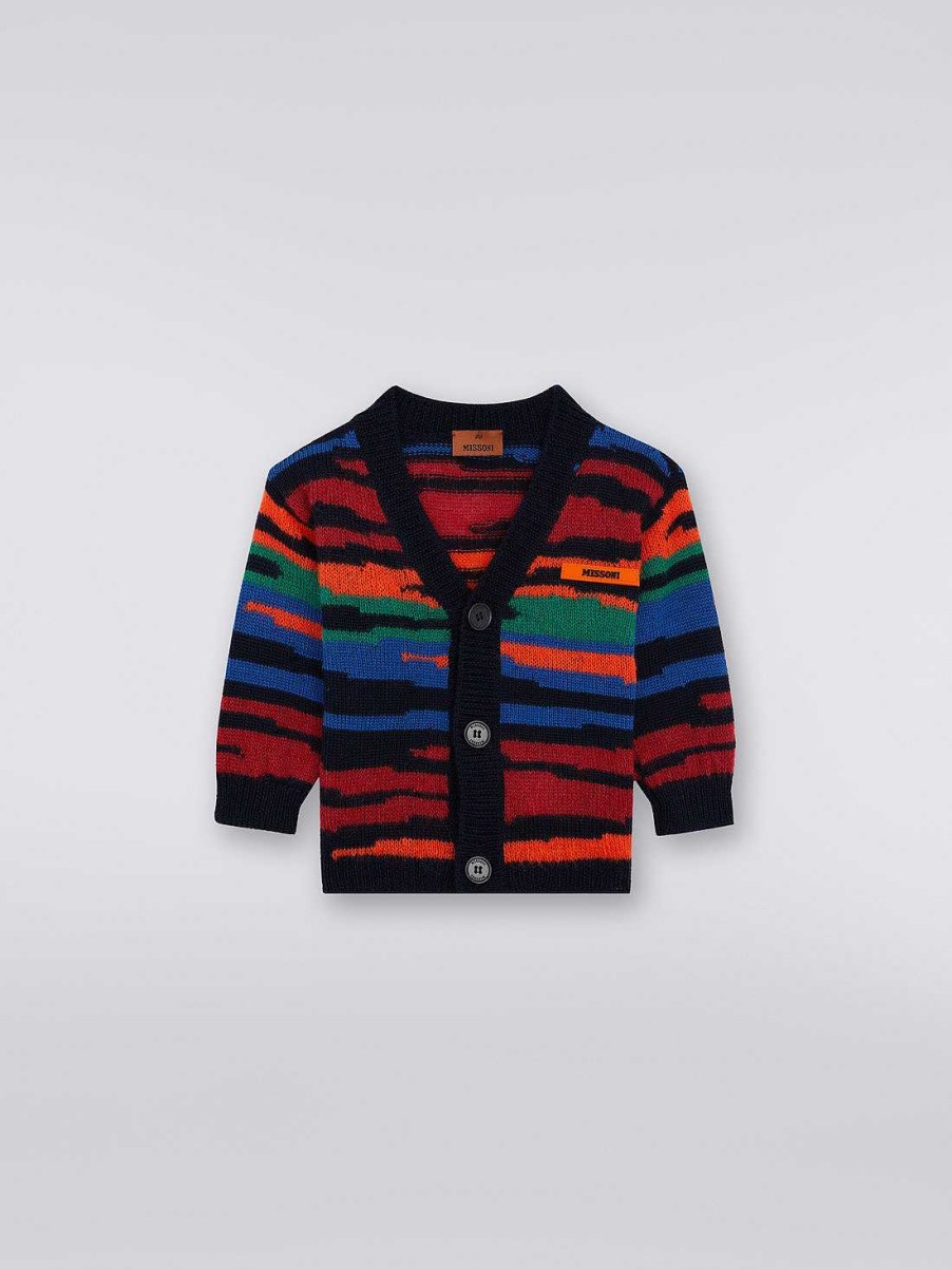 Ragazzo (4-14 Anni) Missoni | Cardigan In Maglia Di Lana Fiammata Multicolore