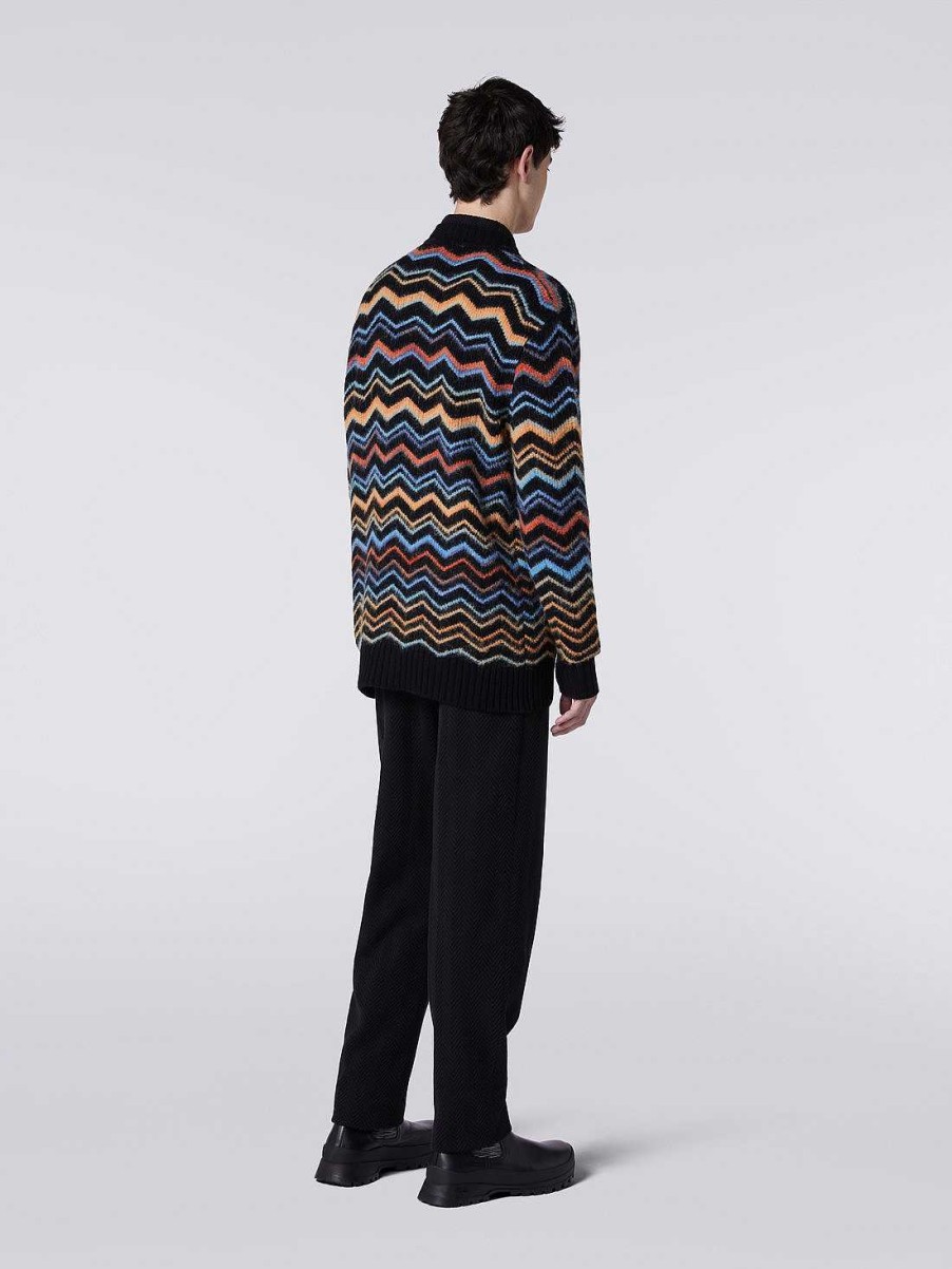 Uomini Missoni Maglieria | Cardigan In Chevron Di Misto Lana Multicolore