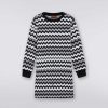 Ragazza (4-14 Anni) Missoni | Abito In Cotone A Maniche Lunghe Con Zig Zag Nero Bianco