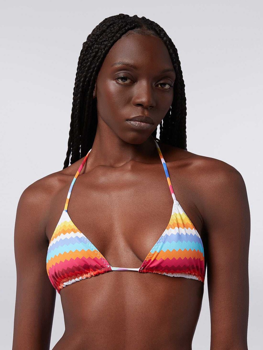 Donne Missoni Costumi Da Bagno | Bikini In Nylon Stretch Con Stampa Zigzag Multicolore