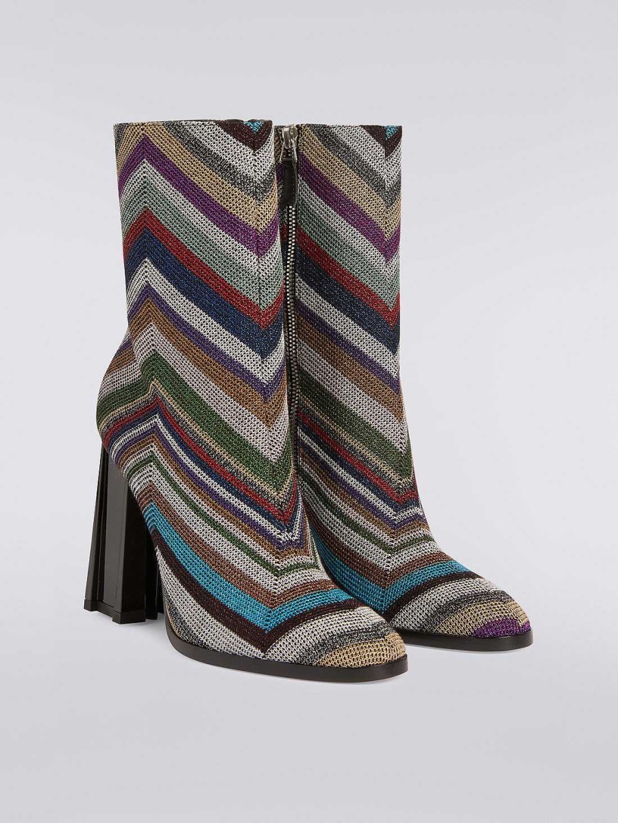 Donne Missoni Scarpe | Stivaletti In Tessuto Con Lurex Multicolore