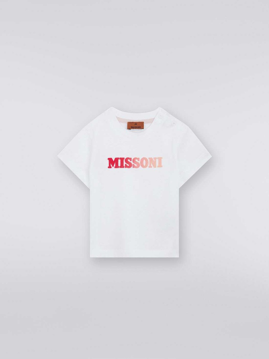 Ragazza (4-14 Anni) Missoni | T-Shirt In Cotone Con Logo Degrade Bianco